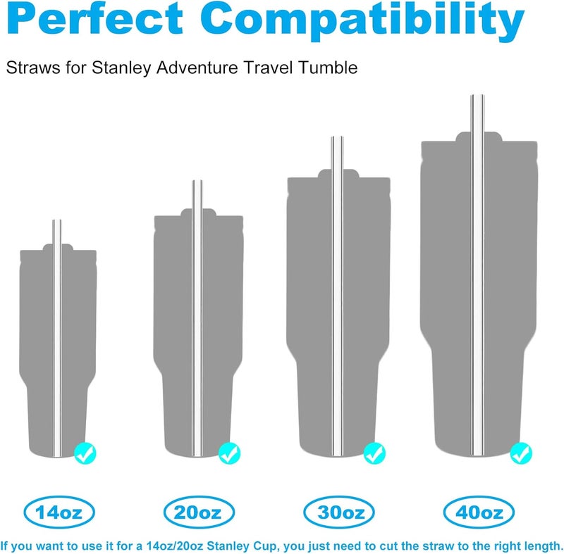 Ajedrmy 6 Pack Replacement Straw for Stanley Adventure Quencher 40 oz 30 oz Cup Tumbler, Reusable Straws for Stanley 40 oz & Simple Modern Tumbler with Handle, with Cleaning Brush for Stanley Cup Accessories - Image 3