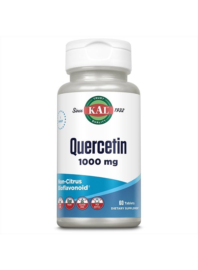 KAL Quercetin 1000mg Immune Support Supplement, Bioflavonoids for Immune Defense and Overall Health Support, Vegan, Gluten Free, Non-GMO, 60-Day Guarantee, 60 Servings, 60 Tablets