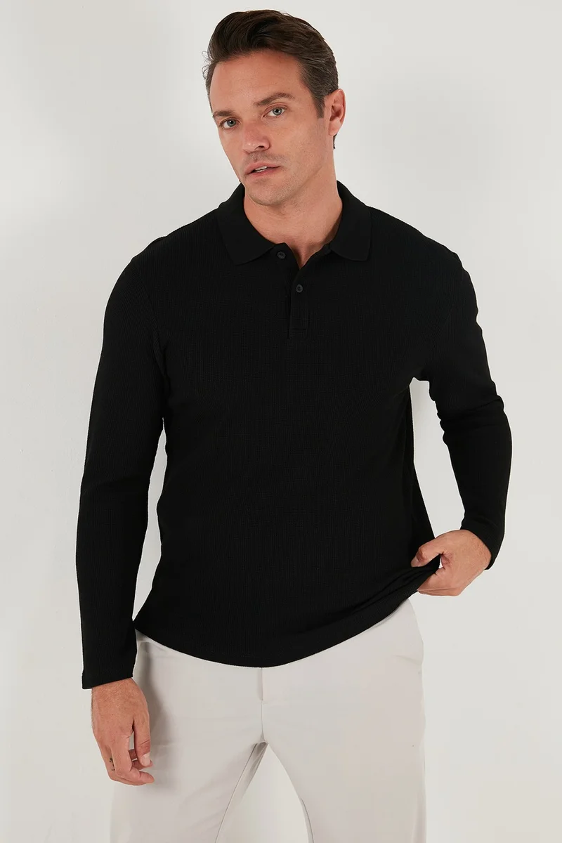 بوراتي Cotton Regular Fit Buttoned Polo Neck Sweat Men's Sweat 5905708