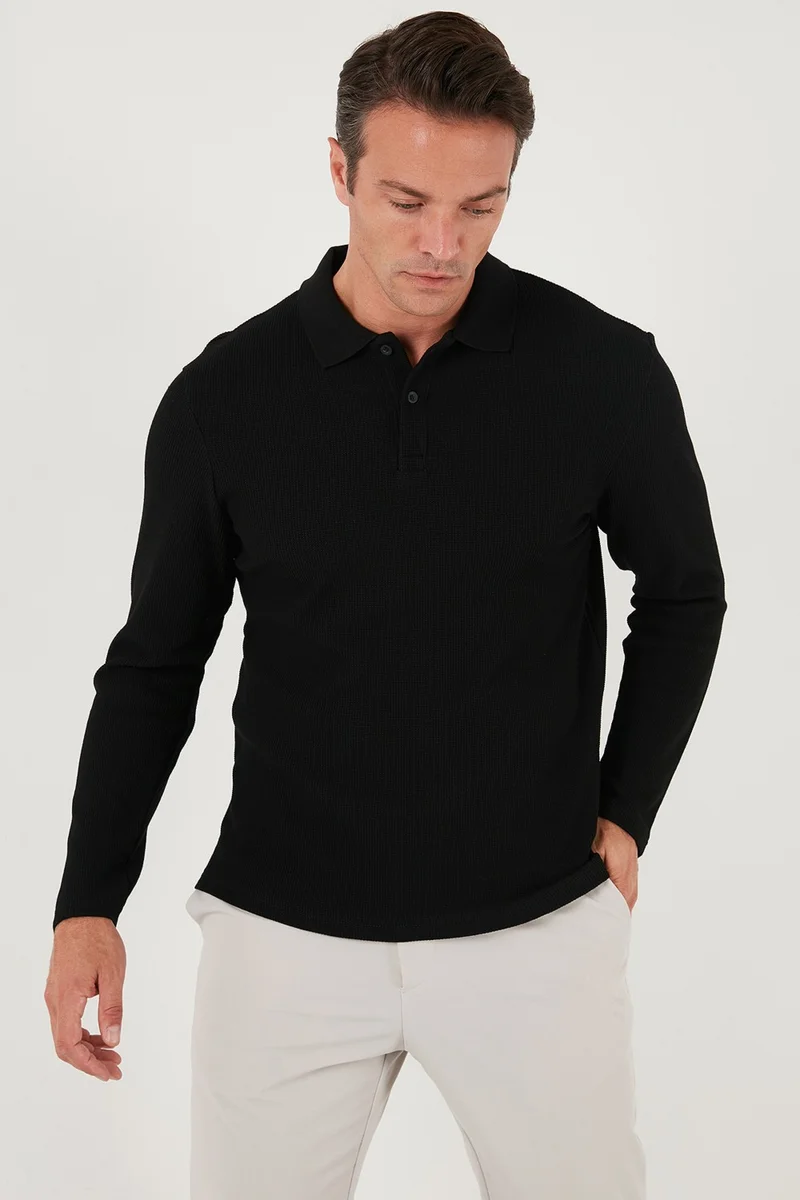 بوراتي Cotton Regular Fit Buttoned Polo Neck Sweat Men's Sweat 5905708