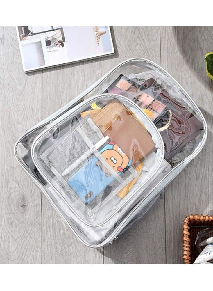 CATANES Clear Backpack, Heavy Duty Through Bookbag for Women and Men,Transparent Backpacks /Grey - Image 5