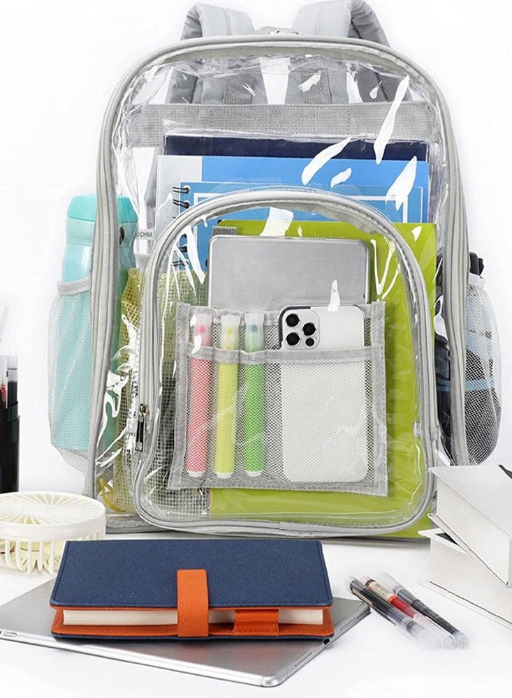 CATANES Clear Backpack, Heavy Duty Through Bookbag for Women and Men,Transparent Backpacks /Grey - Image 3