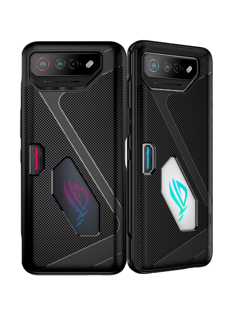 حافظة TPU مضادة للصدمات رفيعة للغاية من الدرجة العسكرية لهاتف Asus ROG 7، غطاء أنيق مقاوم لبصمات الأصابع باللون الأسود - Image 1