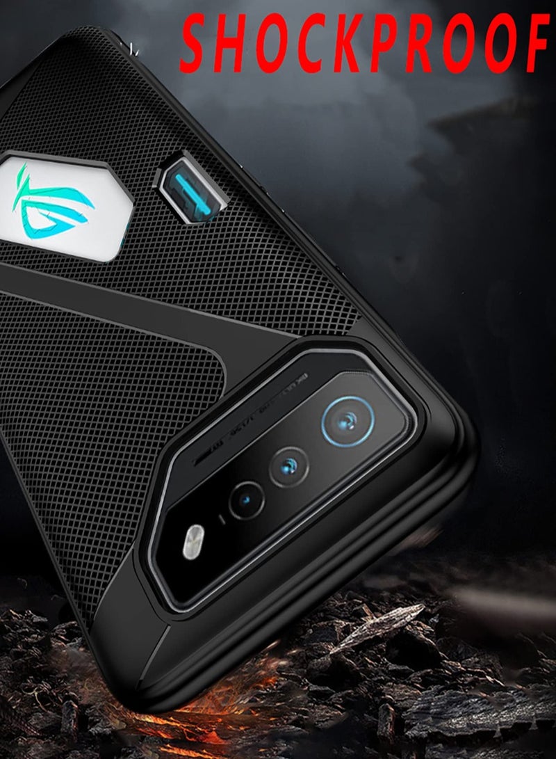 حافظة TPU مضادة للصدمات رفيعة للغاية من الدرجة العسكرية لهاتف Asus ROG 7، غطاء أنيق مقاوم لبصمات الأصابع باللون الأسود - Image 5