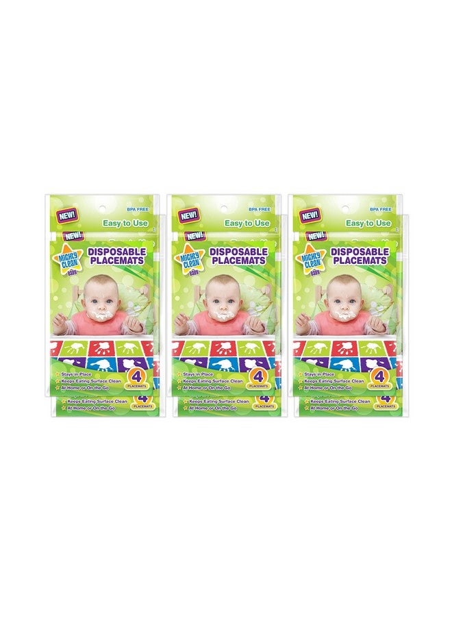 Mighty Clean Baby Disposable Placemat Super Sticky Toddler And Infant Mat For Feeding On The Go 24 Count Value Pack (6 Packages Of 4 Placemats Each)  - Image 1