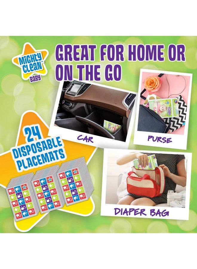 Mighty Clean Baby Disposable Placemat Super Sticky Toddler And Infant Mat For Feeding On The Go 24 Count Value Pack (6 Packages Of 4 Placemats Each)  - Image 5