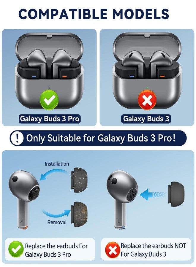Polislime for Samsung Galaxy Buds 3 Pro Replacement Ear Tips with Cleaner Pen,Silicone Ear Tips for Galaxy Buds 3 Pro (3 Size S/M/L)-Balck - Image 2