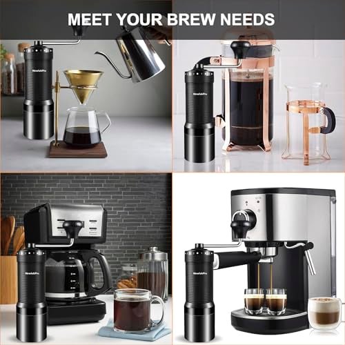 NewlukPro M7 Pro Manual Coffee Grinder,Titanium Coating Conical Burr,Hand Coffee Grinder with External 72 Grinding Scales,All-round Hand Grinder for Pour Over Drip French Press Espresso (Black) - Image 5