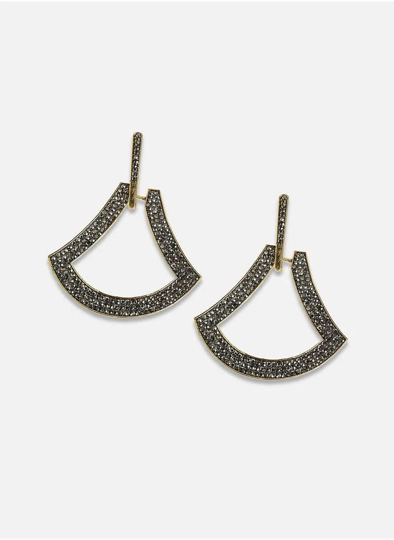 SOHI Enigmatic Eclipse Drop Earrings - Dark Silver