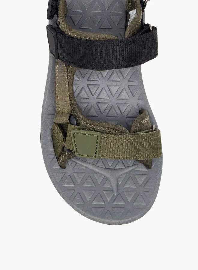 Mister Duchini Boys Solid Strap Sandals with Hook and Loop Closure