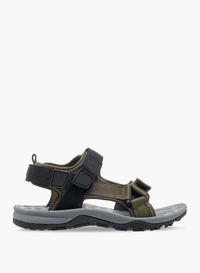 Mister Duchini Boys Solid Strap Sandals with Hook and Loop Closure