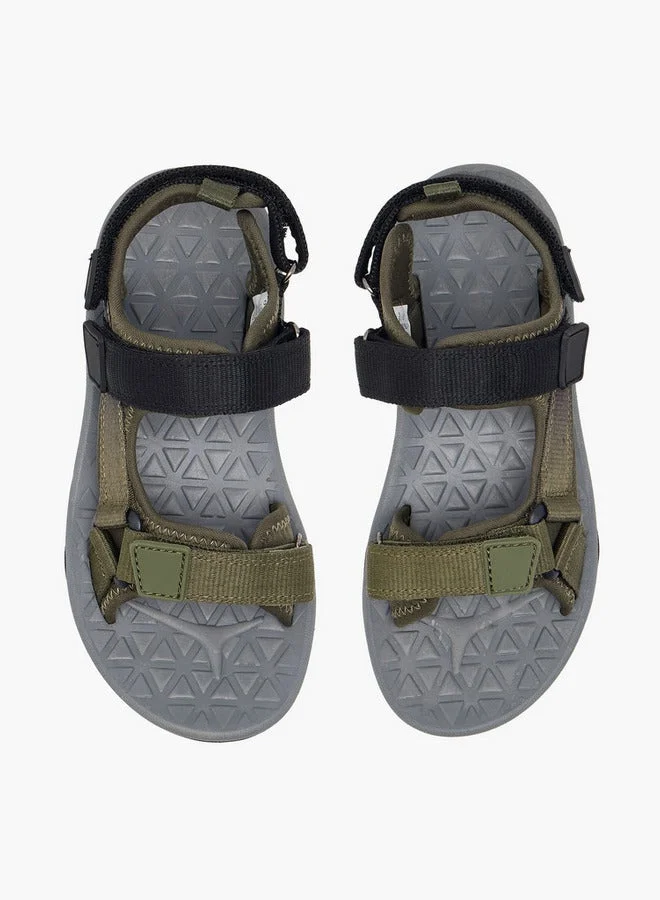 Mister Duchini Boys Solid Strap Sandals with Hook and Loop Closure