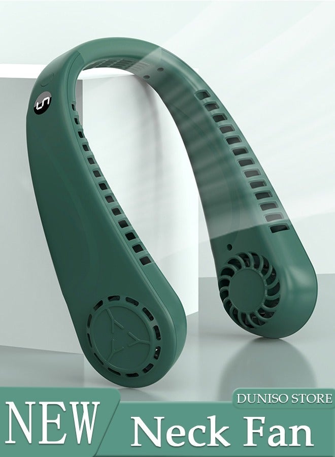 DUNISO Portable Neck Fan with LED Display, Hands Free Bladeless Neck Fan, 5 Speeds Adjustable USB Rechargeable Battery Powered Personal Neck Fan for Office, Travel, Sports, Household, Outdoor - Image 1