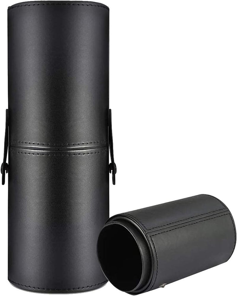 FINEMOE Large Makeup Brushes Holder for Makeup Artist & Makeup Brush Organizer, Premium PU Leather Makeup Brush Stand Cosmetic Dustproof Makeup Brush Pouch & Pouch Cup Case, Black, 1 Count (Pack of 1 - Image 1