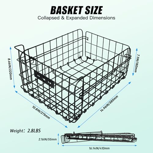 RAYMACE Bike Basket Rear,Bicycle Basket with Removable Liner,Rainproof Cover and Cargo Net,Folding Bike Baskets for Adult,Quick Release Design Fits for Most Rear Mounted Bike Rack - Image 5