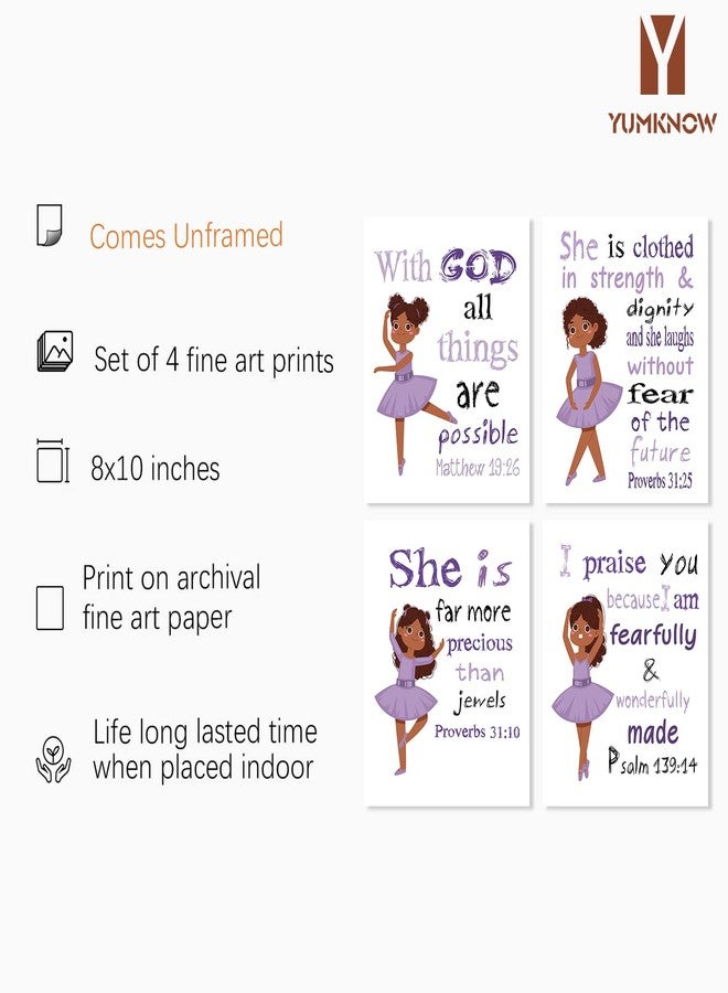 YUMKNOW Christian Wall Decor for Ballerina - Motivational Bible Verse for African American Kids - Religious Scripture Wall Art for Teens Girls Bedroom - Puprle Spiritual Gifts for Daughter Nursery Bathroom - Image 2