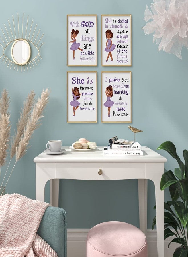 YUMKNOW Christian Wall Decor for Ballerina - Motivational Bible Verse for African American Kids - Religious Scripture Wall Art for Teens Girls Bedroom - Puprle Spiritual Gifts for Daughter Nursery Bathroom - Image 5