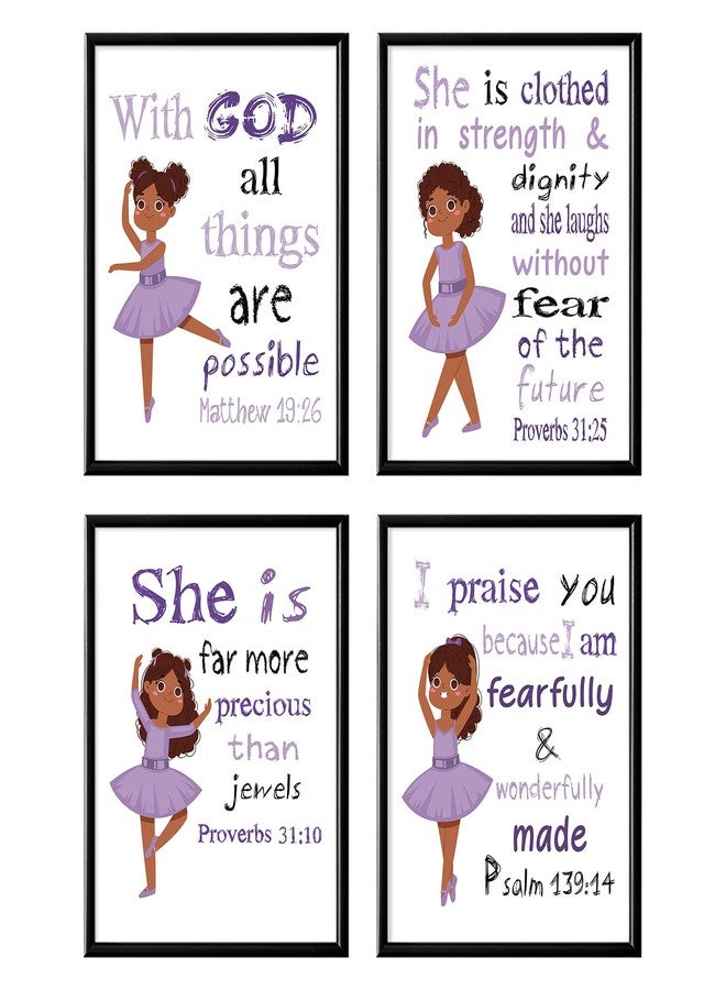 YUMKNOW Christian Wall Decor for Ballerina - Motivational Bible Verse for African American Kids - Religious Scripture Wall Art for Teens Girls Bedroom - Puprle Spiritual Gifts for Daughter Nursery Bathroom - Image 3