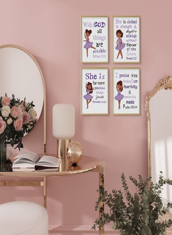 YUMKNOW Christian Wall Decor for Ballerina - Motivational Bible Verse for African American Kids - Religious Scripture Wall Art for Teens Girls Bedroom - Puprle Spiritual Gifts for Daughter Nursery Bathroom - Image 4