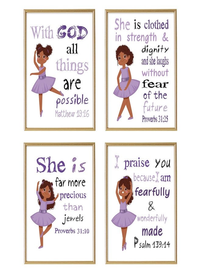 YUMKNOW Christian Wall Decor for Ballerina - Motivational Bible Verse for African American Kids - Religious Scripture Wall Art for Teens Girls Bedroom - Puprle Spiritual Gifts for Daughter Nursery Bathroom - Image 1
