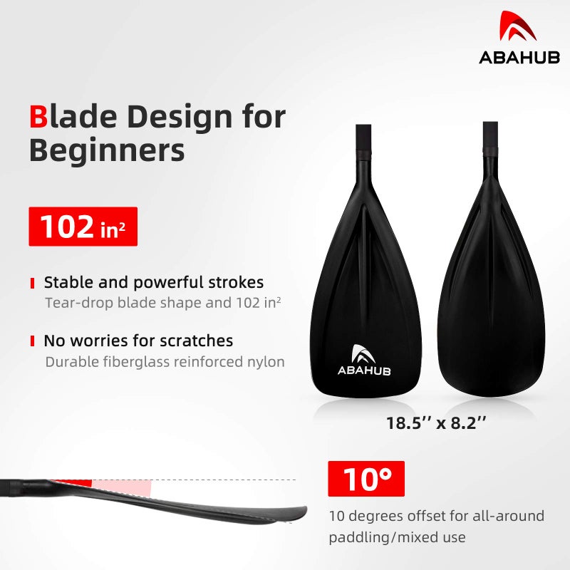 Abahub SUP Paddles - 3 Piece Adjustable Stand up Paddle - Lightweight Oar for Paddleboard, Adjustable Aluminum Alloy PU Coated Shaft 68" - 84", Black Plastic Nylon Blade - Image 2
