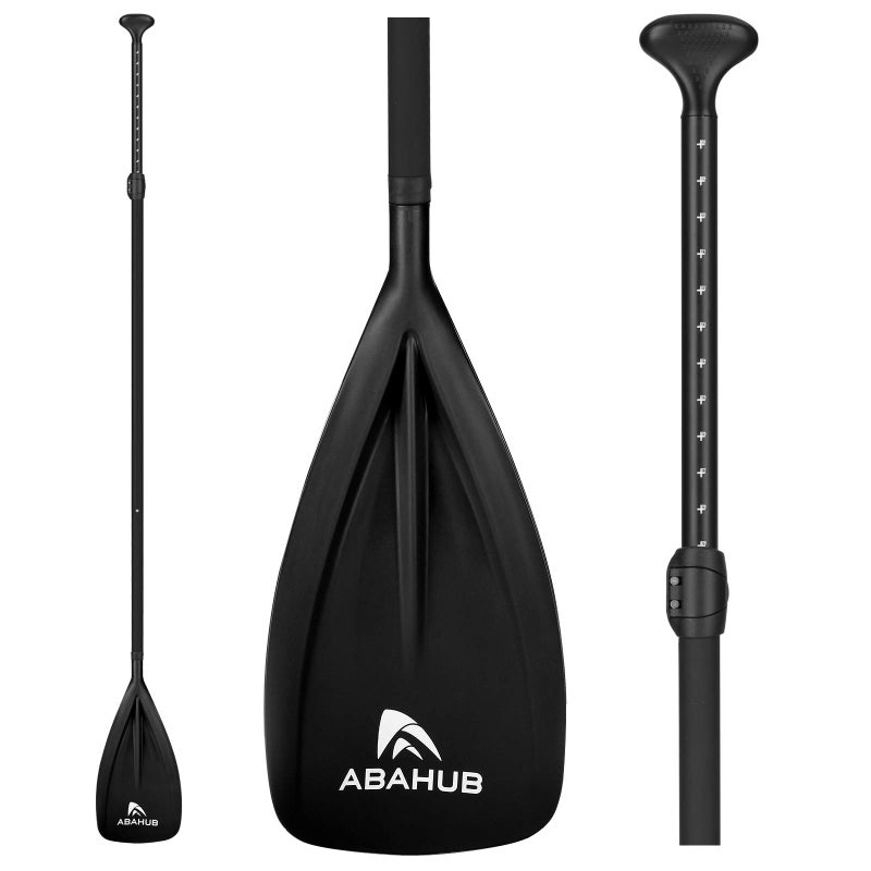Abahub SUP Paddles - 3 Piece Adjustable Stand up Paddle - Lightweight Oar for Paddleboard, Adjustable Aluminum Alloy PU Coated Shaft 68" - 84", Black Plastic Nylon Blade - Image 1