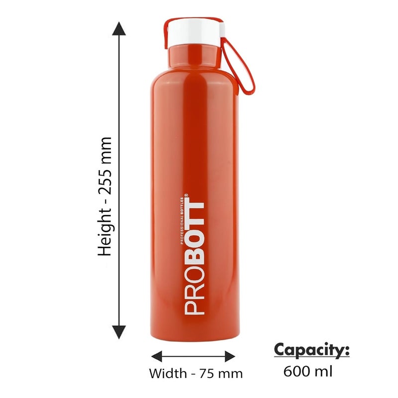 PROBOTT Probott Bang 600ml Thermoses Vacuum Insulated Flask Bottle, Stainless Steel Water Bottles, Screw Cap | Hot and Cold | Leak Proof | Pack of 4 | Pure White+International Orange+Baby Blue+Parrot Green  - Image 4