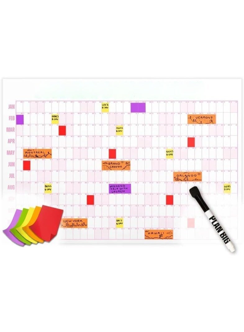 ChicAbode The Big A Calendar  , 43.82*33.07 inch Wall Calendar, Extra Larg Yearlye Planner with Sticky Notes, 12 Month Organizer for Events, Deadlines and Goals - Image 1