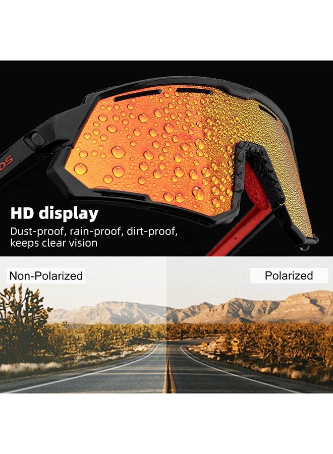عربست نظارات ركوب الدراجات الجبلية للرجال، نظارات ركوب الدراجات مع عدسات مستقطبة + عدسات ضوئية قابلة للتبديل، نظارات شمسية رياضية - Image 4