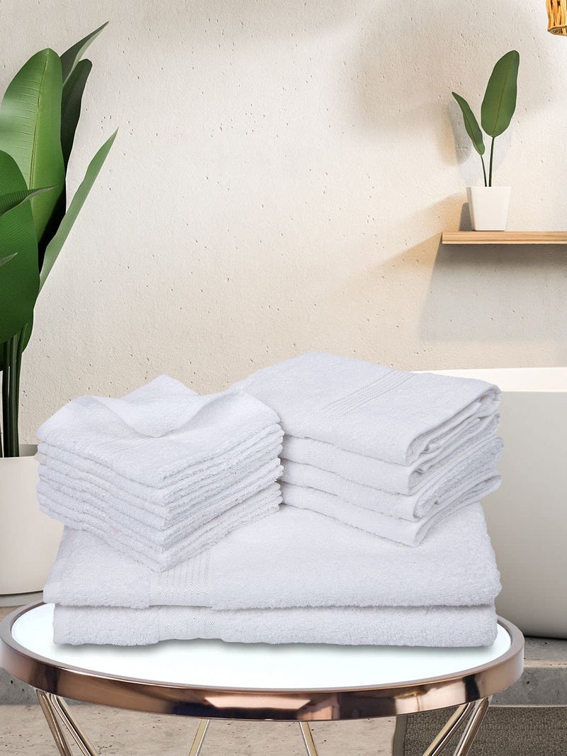 KOPA by Bianca [14pc Quick Dry 100% Cotton Soft Terry Towel -2pc Bath, 4pc Hand, 8pc Face (d'ross) Solid-White - Image 1