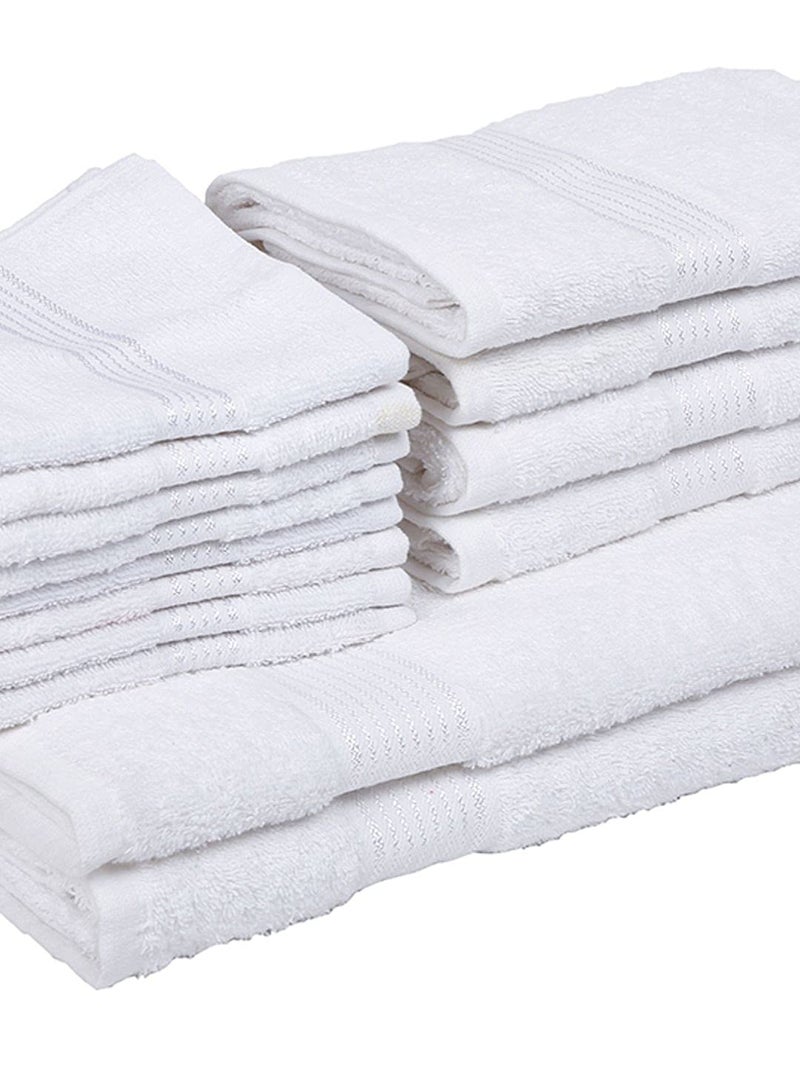 KOPA by Bianca [14pc Quick Dry 100% Cotton Soft Terry Towel -2pc Bath, 4pc Hand, 8pc Face (d'ross) Solid-White - Image 5