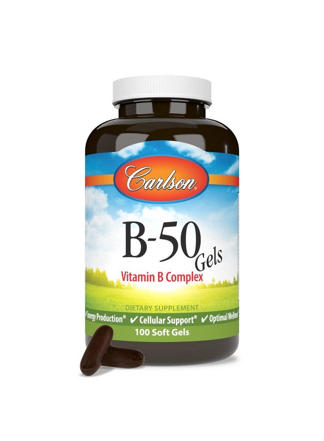 Carlson كارلسون - جيل B-50، مركب فيتامين B، إنتاج الطاقة، دعم الخلايا والرفاهية المثلى، 100 كبسولة لينة - Image 5