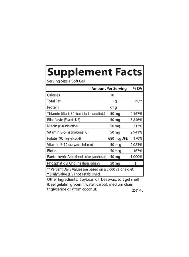 Carlson كارلسون - جيل B-50، مركب فيتامين B، إنتاج الطاقة، دعم الخلايا والرفاهية المثلى، 100 كبسولة لينة - Image 4