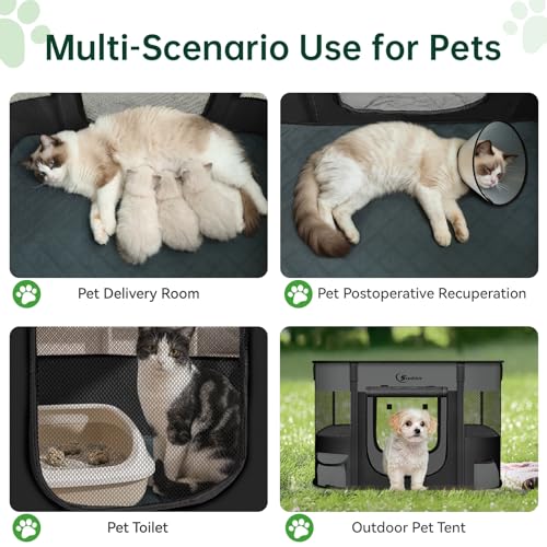 Siedihit Dog Playpen,Cat Pet Puppy Pen,Portable Playpens for Dogs Indoor Outdoor Travel Camping Use,Foldable Dog Kennel Tent Crate for Rabbit Small Animals with Carrying Case (Dark Grey with Pad, Small) - Image 5