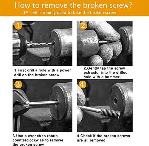 Hakkin 8 Pcs Damaged and Stripped Screw Extractor Set, 1/8”- 3/4” Broken Bolt Extractor and Broken Water Pipe Remover Set, Ideal Left Hand Spiral Removal Tool Kit with Storage Case - Image 4