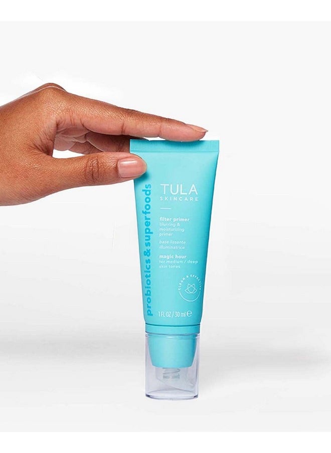 TULA Skin Care Filter Primer Blurring & Moisturizing Primer ; Prime Blur Even Out & Protect With A Filter Like Finish ; Magic Hour 1 Fl. Oz.  - Image 3