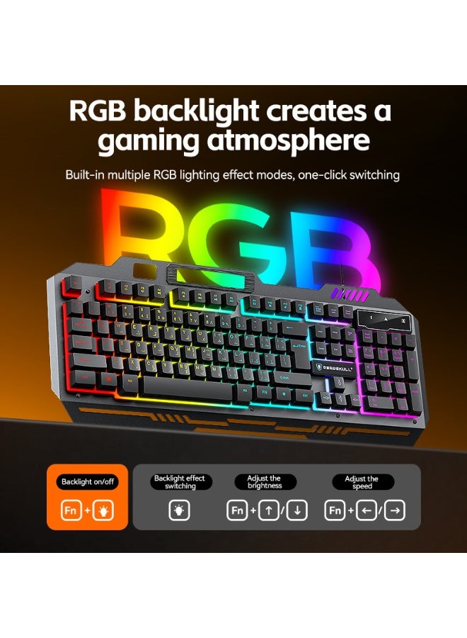 DEADSKULL Gaming Keyboard Mouse Headset and Mousepad Combo, RGB LED Backlit Gaming Keyboard Bundle, USB Wired Keyboards Combo for PC Gamer, Xbox, PS5 Users - Image 2