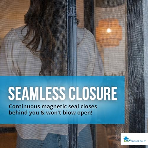 Fenestrelle Magnetic Screen Door for French & Sliding Door – Heavy Duty, Hands Free Fiberglass Mesh with Self Closing Magnetic Seal, Black Trim – Fits 70" x 80" Doors (Screen Size 72" x 82") - Image 4
