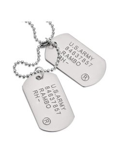 Satin Two-Pieces Mens Military Army Dog Tag Pendant Necklace With 28 Inches Ball Chain - pzsku/Z320CF37222DA93F046A6Z/45/_/1735214503/21784d25-82ef-4476-8275-605f04403d3d