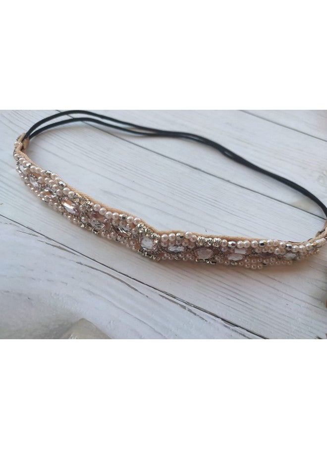 Honkenda Handmade Crystal Rhinestone Headbands For Girls Women Crystal Bohemia Stretch Elastic Fashion Beaded Head Wraps Hair Bands Jewelry Accessories  - Image 2