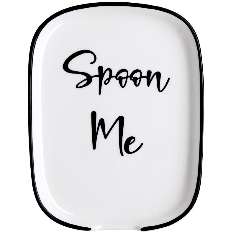 Ceramic Spoon Rest for Stove Top Large Spoon Holder for Kitchen Counter White Coffee Spoon Rest HeatResistant Cooking Utensil Rest Modern Farmhouse Kitchen Dcor