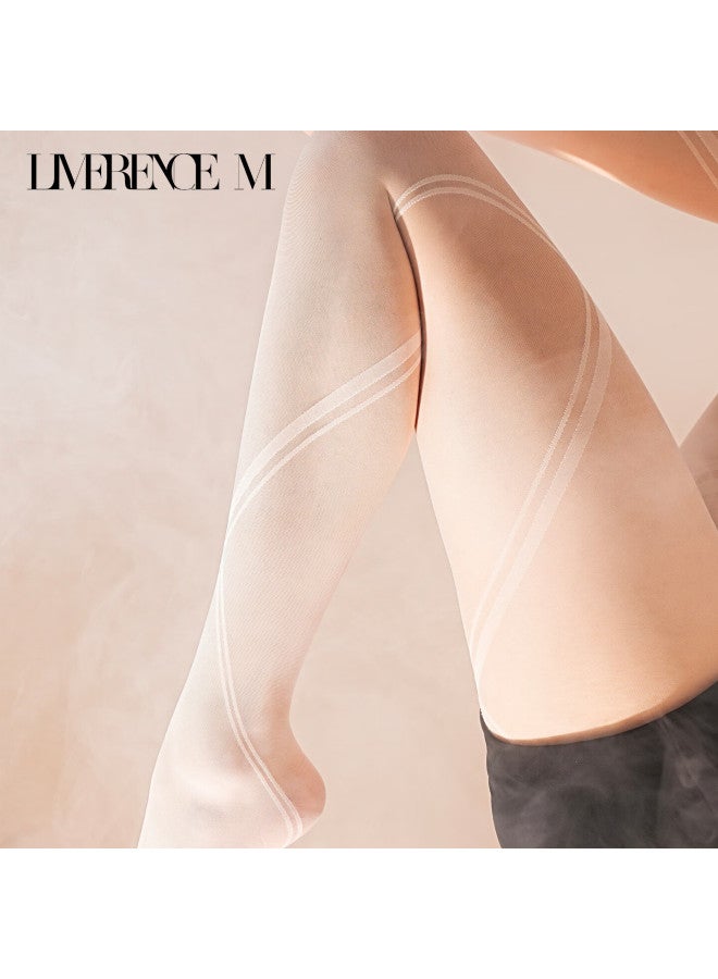 Limerence M Laimi Run Silk Ultra-thin T-crotch Stockings Black Sheer Silk Women's Socks Off-white 1 Pair L - T-crotch Open Crotch - Image 4
