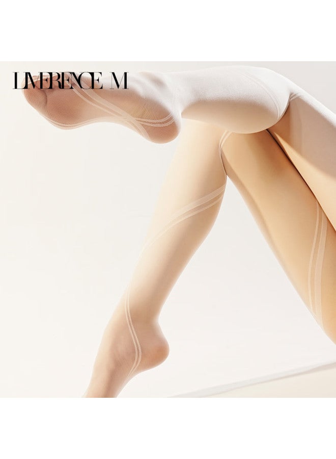 Limerence M Laimi Run Silk Ultra-thin T-crotch Stockings Black Sheer Silk Women's Socks Off-white 1 Pair L - T-crotch Open Crotch - Image 3