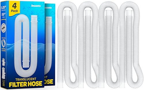 SEWANTA Replacement Hose For Above Ground Pools [Set of 4] 1.25" Diameter, 59" Long Accessory Pool Pump Replacement Hose - Filter Pump Hose Compatible with Intex Pump Models #607/#637 - Image 1
