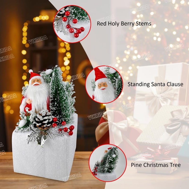 Vikrida Big Size 14 Table top Santa with Tree and Decorations Tabletop Decorations Christmas Ornaments for Home Kitchen Xmas Holiday Party Decor - Image 5