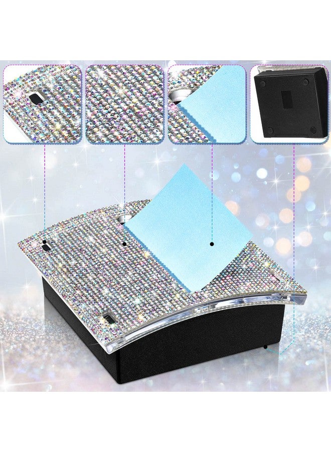 ايرسيدا حاملات ملاحظات لاصقة مرصعة بأحجار الراين مقاس 4 × 4 بوصات، حامل ملاحظات لاصقة، موزع ملاحظات لاصقة للمكتب المنزلي، لوازم المكتب (لون AB) - Image 4