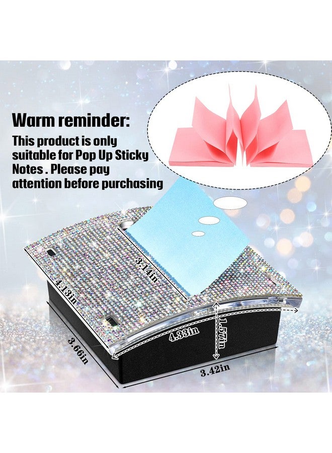 ايرسيدا حاملات ملاحظات لاصقة مرصعة بأحجار الراين مقاس 4 × 4 بوصات، حامل ملاحظات لاصقة، موزع ملاحظات لاصقة للمكتب المنزلي، لوازم المكتب (لون AB) - Image 3