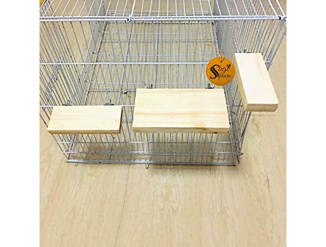 Sage Square Playful Natural Wood Cage Stairs, Climbing, Exercise Platform for Hamster, Birds, Gerbill, Hedgehog, Rat, Mice (Set of 3) - Image 5