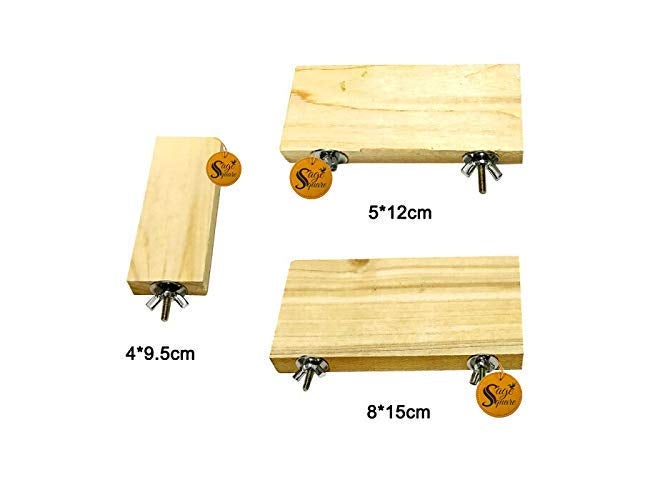 Sage Square Playful Natural Wood Cage Stairs, Climbing, Exercise Platform for Hamster, Birds, Gerbill, Hedgehog, Rat, Mice (Set of 3) - Image 3