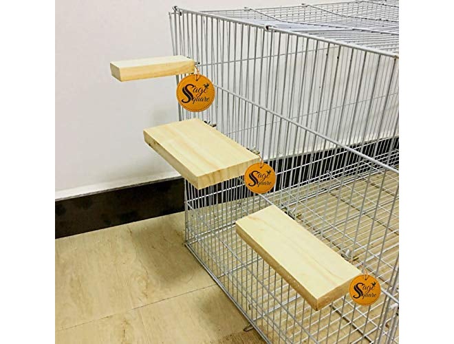 Sage Square Playful Natural Wood Cage Stairs, Climbing, Exercise Platform for Hamster, Birds, Gerbill, Hedgehog, Rat, Mice (Set of 3) - Image 4
